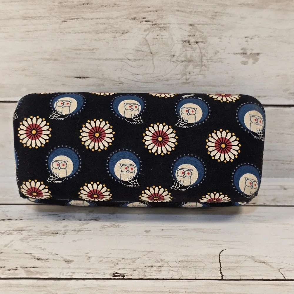Vera‎ Bradley Night Owl Hard Shell Eyeglass Case Navy Blue Floral Owl Print